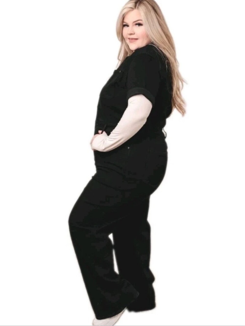 Judy Blue Woman 3X Jumpsuit Utility Mechanic Shop Emo Black Denim Double Front
